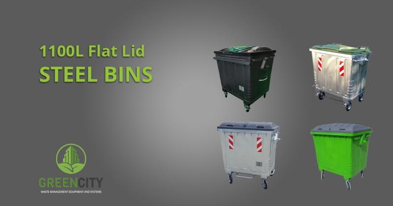 gci steel bins with flat lid colour variants